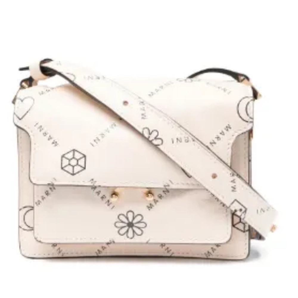 Marni White Motif Crossbody Bag